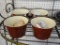 LOT OF FARMSTAND BAKING PAILS; 4 PIECE LOT OF RED WITH WHITE DOTS FARMSTAND BAKING PAILS. COMES WITH