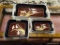 LOT OF DECORATIVE FOOD TRAYS; 3 PIECE LOT OF A SMALL, MEDIUM AND LARGE SERVING TRAY WITH A REDDISH