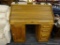 OAK ROLL TOP DESK; OAK ROLL TOP DESK WITH AN UPPER CUBBY SYSTEM WITH 6 CUBBIES AND 8 DRAWERS. BELOW