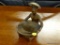 WOODEN STATUE OF A MAN HOLDING BOWL; HAND CARVED WOODEN STATUE OF A MAN SITTING DOWN HOLDING A BOWL.