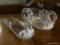 LOT OF SWAN SHAPED CRYSTAL GLASS; 2 PIECE LOT OF GLASS SWANS TO INCLUDE ONE SOLID HANDMADE CRYSTAL