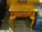 ONE OF A PAIR OF MAHOGANY END TABLES; 1 OF A PAIR OF RECTANGULAR END TABLE WITH SCALLOPED EDGES AND