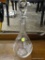 GLASS DECANTER WITH STOPPER; GLASS DECANTER WITH STOPPER, GLASS HAS GRAPES AND LEAVES ETCHED INTO