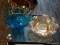 LOT OF COLORED GLASS BOWLS; 2 PIECE LOT TO INCLUDE A BLUE BOWL WITH RUFFLED EDGES AND A PALE YELLOW
