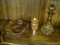 LOT OF ASSORTED COLORED GLASS;3 PIECE LOT TO INCLUDE A YELLOW CARNIVAL GLASS BOWL WITH DIAMOND