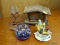 LOT OF ASSORTED ITEMS; LOT INCLUDES A BLUE AND CLEAR GLASS PAPERWEIGHT, AH.B. TEABRITE #24320