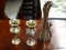 LOT OF ASSORTED ITEMS; 3 PIECE LOT TO INCLUDE 2 MINIATURE METAL VASES, AND A MINIATURE METAL EWER.