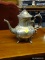 TOWLE SILVER PLATE TEAPOT; TOWLE SILVERPLATE TEAPOT WITH SCROLLING DETAILING SITTING ON 4 FEET. DOES