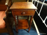 CHERRY NIGHTSTAND; CHERRY NIGHTSTAND WITH A SQUARE TABLE TOP WITH ROUNDED EDGING, HAS 1 DRAWER WITH