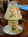 YANKEE CANDLE CANDLE SHADE SET; YANKEE CANDLE ONE SIZE FITS ALL GREEN FLORAL DESIGNED CANDLE 