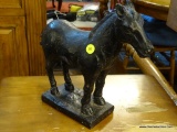 VINTAGE PLASTIC HORSE; HERITAGE HOME VINTAGE HORSE STATUE. MEASURES 11 IN TALL 11 IN LONG.