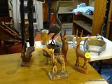 LOT OF HAND CARVED ANIMAL STATUES; 6 PIECE LOT HAND CARVED WOODEN ANIMAL STATUES TO INCLUDE 2
