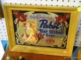 FRAMED PABST BLUE RIBBON BEER PICTURE; PABST BLUE RIBBON BEER QUALITY SINCE 1844 REFLECTIVE PICTURE