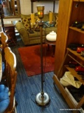 FLOOR LAMP; FAUX CANDLE ELECTRIC FLOOR LAMP WITH METAL TAPERED DETAILING AND 4 SPOTS FOR BULBS.