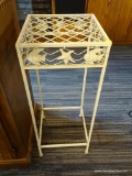 FLOWER POT STAND; TALL WHITE SEA THEMED METAL FLOWER POT STAND. MEASURES 27.5 IN TALL.