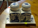 DELFTS BLAUW HAND PAINTED CANISTERS; RARE, VINTAGE DELFTS BLAUW (DELFT BLUE) HAND PAINTED CANISTERS
