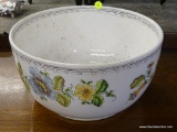 HAND PAINTED FLOWER POT; HAND PAINTED WHITE FLOWER POT WITH FLOWERS PAINTED ONTO THE SIDE. MEASURES