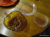 LOT OF ASSORTED GLASS; 3 PIECE LOT TO INCLUDE A LARGE DISH WITH GRAPES AND LEAVES AS WELL AS 2 PALE