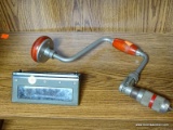 LOT OF ASSORTED ITEMS; LOT INCLUDES A VINTAGE PERISCOPE HEAD AND A WOOD HANDLED CRACK DRILL.