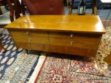 MCM LANE CEDAR CHEST; ORIGINAL LANE MCM CEDAR CHEST WITH FAUX FRONT DRAWERS. OPENS TO A LARGE CHEST