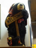 DAN DEE COLLECTORS CHOICE WELCOME BEAR; DAN DEE COLLECTORS HUGE BLACK BEAR WITH CUB & WELCOME SIGN.