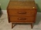 (MBED) NIGHT STAND; ONE OF A PR. OF UNITED FURNITURE MID CENTURY MODERN CHERRY 2 DRAWER NIGHT STAND-