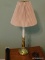 (MBED) LAMP; BRASS LAMP WITH RUFFLED SHADE- 29 IN H