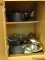 (KIT) DRAWER AND CABINET CONTENTS- CONTENTS OF DRAWER CONTAIN- HOT MITTS- CABINET CONTENTS OF POTS