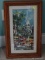 (UPBED) FRAMED PRINT; FRAMED AND MATTED EUROPEAN STREET SCENE PRINT IN OAK FRAME- 13 IN X 21 IN