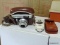 (GARAGE) VINTAGE CAMERA; VINTAGE VIOGTLANDER 35MM CAMERA IN LEATHER CASE AND FLASH GUIDE