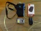 (LR) CAMERA AND PHONE, KODAK EASYSHARE C340 DIGITAL CAMERA WITH CASE AND A VERIZON LG FLIP CELL