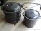 (GARAGE) 2 POTS; 2 VINTAGE ENAMEL STOCK POTS