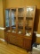 (DR) BREAKFRONT; BROYHILL 2 PC. MID CENTURY WALNUT BREAKFRONT 2 CENTER GLASS PANE DOORS WITH