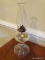 (FOYER) VINTAGE OIL LAMP; VINTAGE OIL LAMP WITH CHIMNEY- 18 IN H