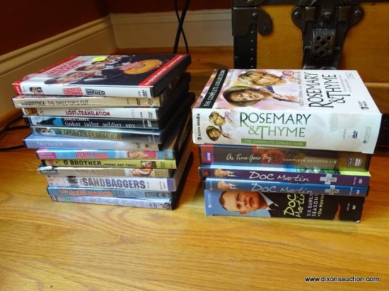 (LR) DVD LOT; LOT OF DVDS TO INCLUDE AMERICAN WEDDING, NOTEBOOK, LEGALLY BLONDE, O BROTHER, WHERE