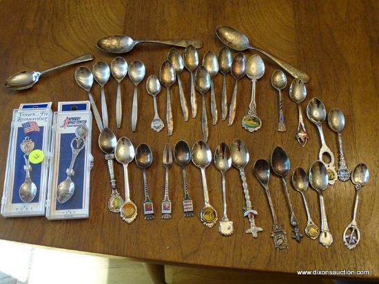 (DR) COLLECTOR SPOONS; LARGE NUMBER OF SILVER PLATED COLLECTOR SPOONS FROM VARIOUS COUNTRIES- 35