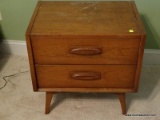 (MBED) NIGHT STAND; ONE OF A PR. OF UNITED FURNITURE MID CENTURY MODERN CHERRY 2 DRAWER NIGHT STAND-