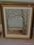 (MBED) FRAMED OIL; FRAMED OIL ON CANVAS OF A SNOWY LANDSCAPE SIGNED HENRIETTE L. IN GOLD FRAME- 17