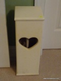 (MBED) PAPER HOLDER; WOODEN HEART CUT OUT TOILET PAPER HOLDER- 7 IN X 7.5 IN X 21 IN