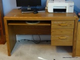 (BED2) COMPUTER DESK; FAUX OAK COMPUTER DESK WITH PULL OUT KEYBOARD TRAY AND 2 DRAWERS- 47 IN X 24