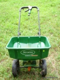 (SHED) SPREADER; SCOTTS 3000 WALK BEHIND LAWN SPREADER- 21 IN X 36 IN X 38 IN