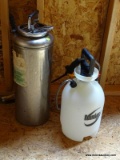 (SHED) 2 SPRAYERS; METAL 5 GAL. SPRAYER AND A PLASTIC 2 GAL. SPRAYER