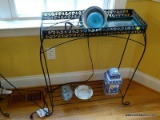 (KIT) PLANT STAND; ONE OF A PR. METAL PLANT STANDS WITH AN ATTACHABLE LIGHT- 24 IN X 9 IN X 30 IN