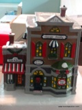 (UPBED) DEPT. 56 HOUSE; DEPT. 56 CERAMIC SNOW VILLAGE- VILLAGE REALTY ITALIAN CAFE SHOP- 7 IN X 6 IN