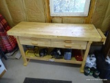 (GARAGE) WORKBENCH; MAPLE WINDSOR DESIGN 60 IN WORKBENCH WITH 4 DRAWERS AND END CLAMP-65 IN X 22 IN