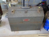 (GARAGE) TOOL BOX; METAL TOOL BOX WITH CONTENTS