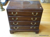 (LR) DIMINUTIVE CHEST; ETHAN ALLEN CHERRY 4 DRAWER DIMINUTIVE CHEST, DRAWERS ARE DOVETAILED WITH