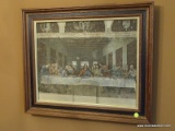 (DR) FRAMED PRINT; FRAMED PRINT ON CANVAS OF THE LAST SUPPER IN OAK FRAME- 25 IN X 21 IN