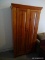 (GARAGE) CUPBOARD; PINE 2 DOOR CUPBOARD WITH 2 BEVELED PANELED DOORS AND 5 SHELVES- EXCELLENT