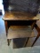 (GARAGE) WRITING DESK- VINTAGE WALNUT DROP FRONT WRITING DESK- WATER MARKS ON TOP- 24 IN X 18 IN X